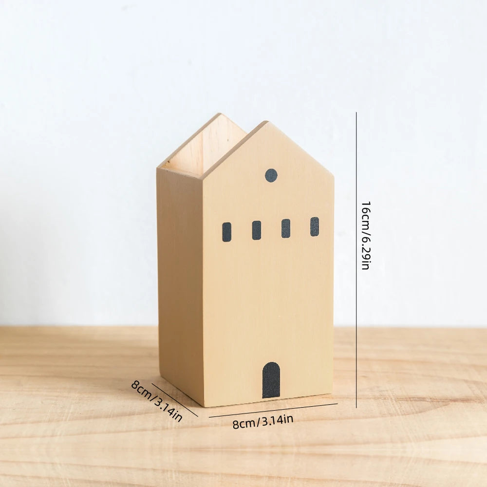 Wooden Pen Holder – Desk Organizer for Stationery & Makeup