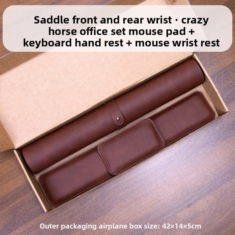 Large PU Leather Desk Pad Set with Mouse Wrist Guard