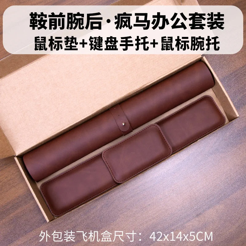 Large PU Leather Desk Pad Set with Mouse Wrist Guard