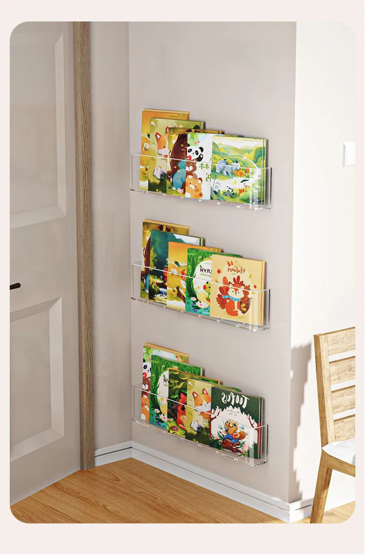 Acrylic Wall-Mount Kids Book Display Shelf