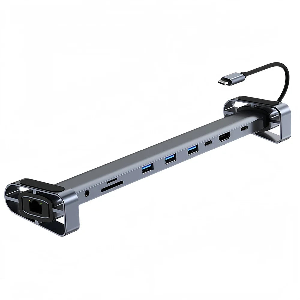 KEBIDUMEI 10-in-1 Laptop Docking Station USB C HUB 4K@30Hz HDMI PD 100W 100Mbps Ethernet 3 x USB 3.0 Hub SD/TF Card Reader