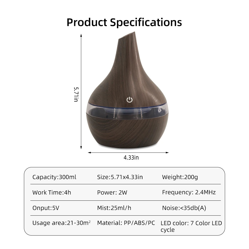 300ml Portable USB Humidifier & Diffuser