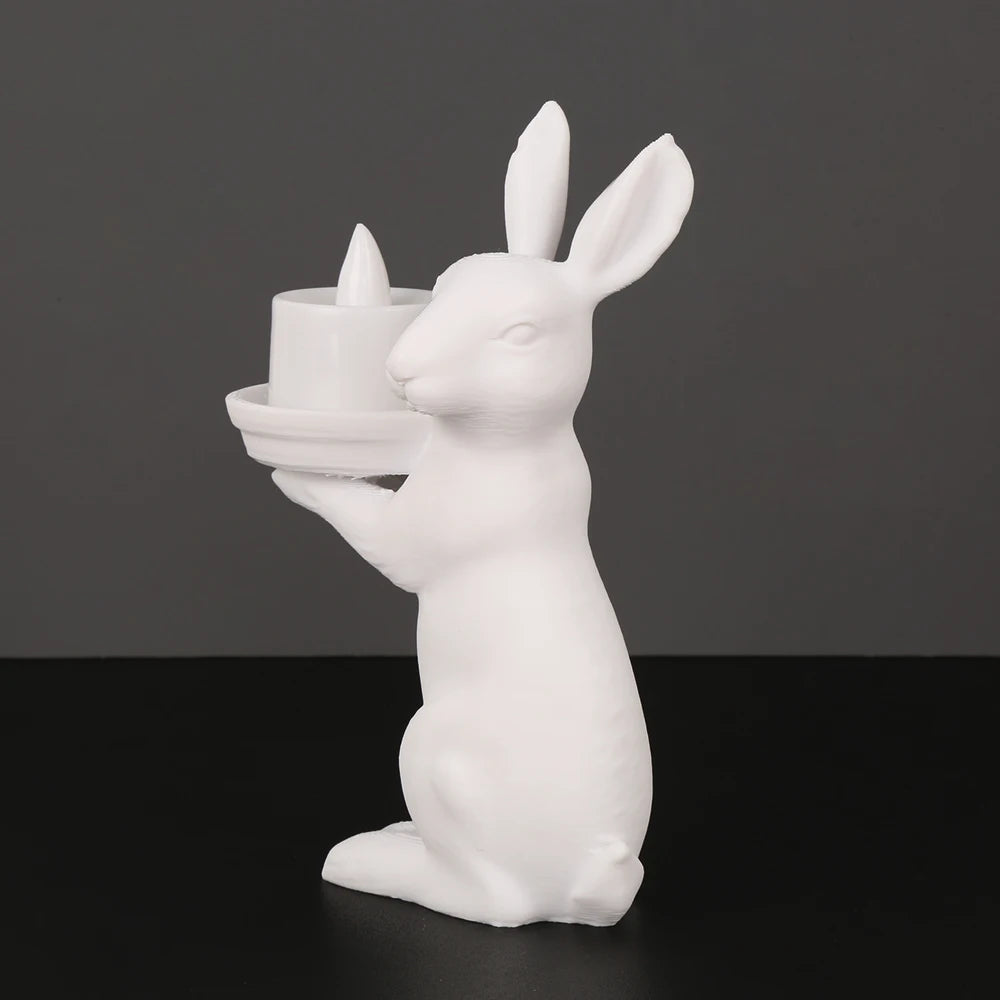 White Bunny Candle Holder