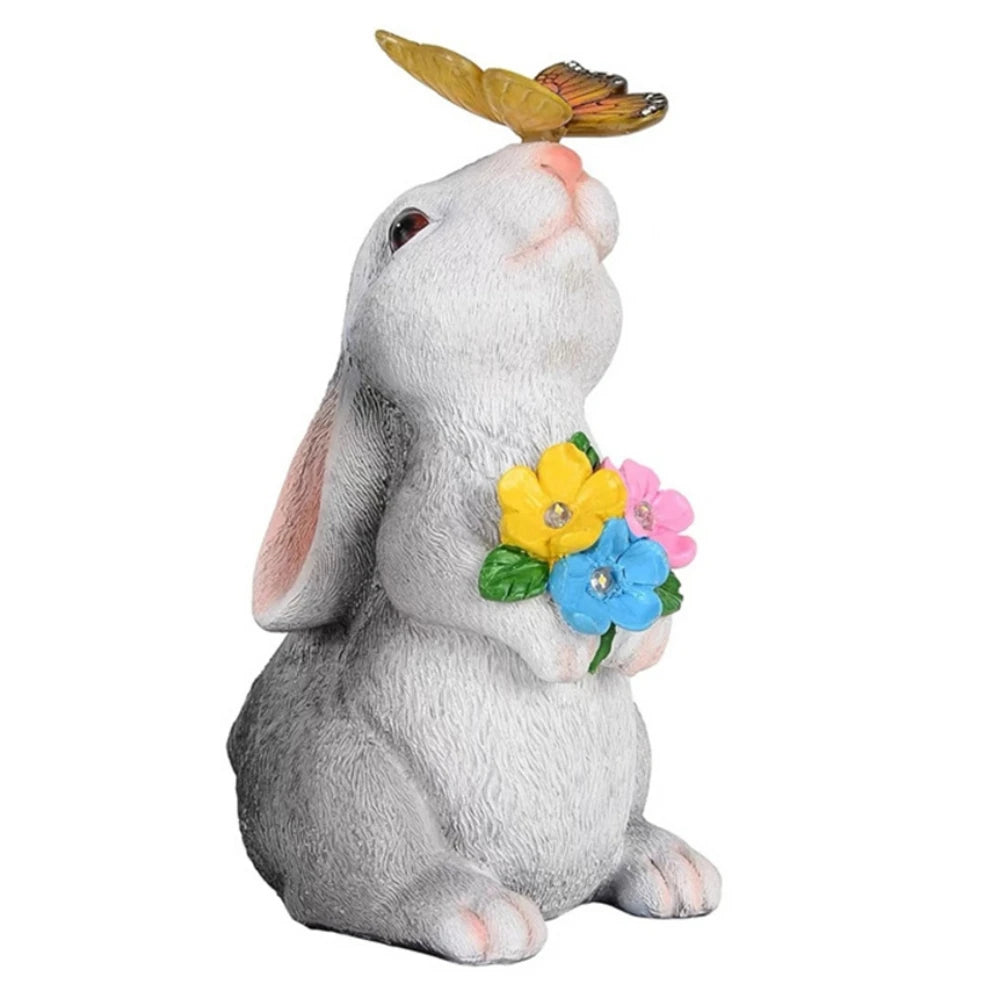 Solar Bunny Garden Statue with LED