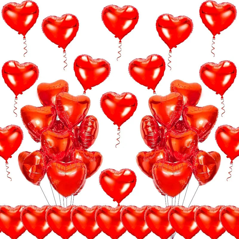 Red Heart Foil Balloons 18inch Party Decor