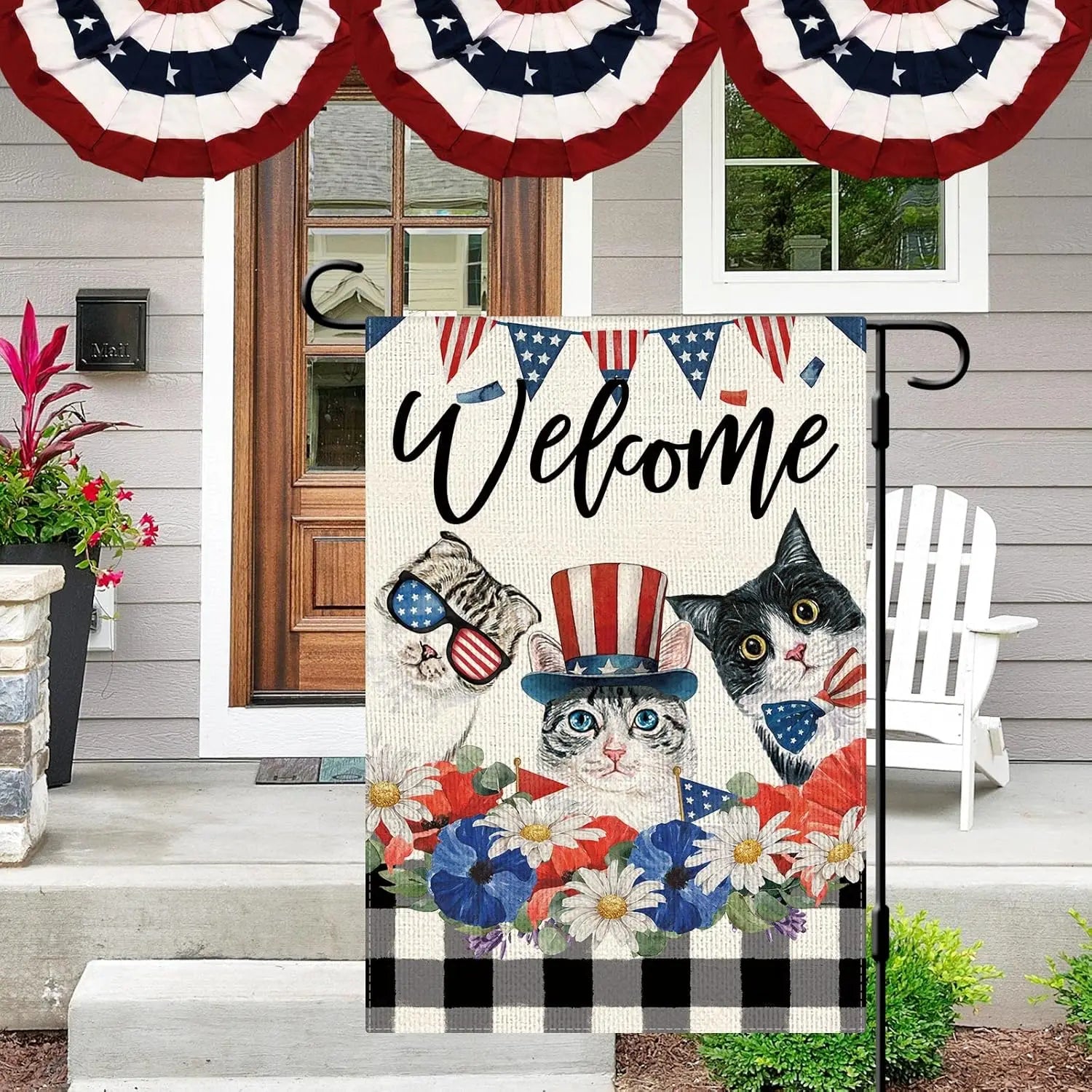Patriotic Cat Garden Flag (12x18")