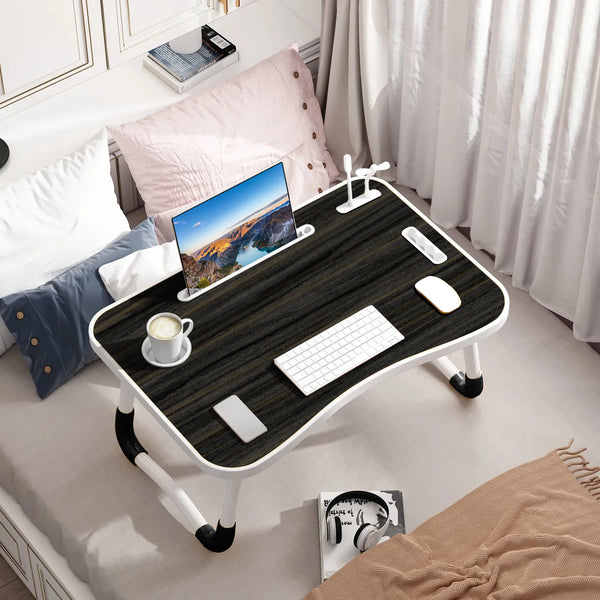 40x60cm Folding Laptop Table – Portable Desk with USB Light, Fan & Cup Holder: