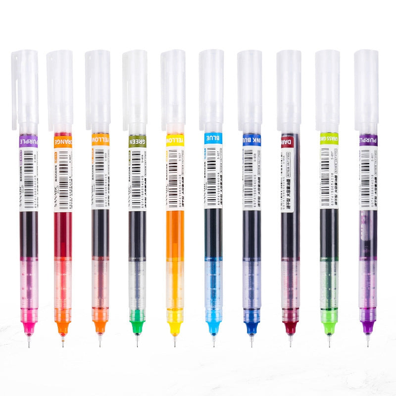 10-Color Gel Pen Set – Quick-Drying 0.5mm Rollerball Pens
