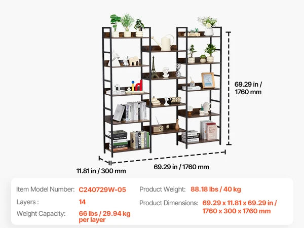 SucceBuy Industrial Metal Bookshelf