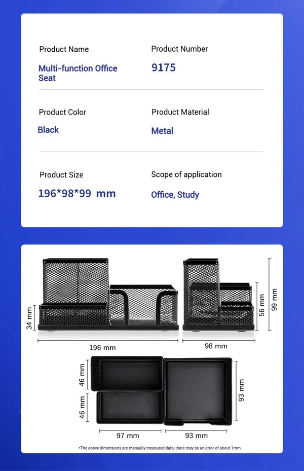 Deli Metal Mesh 3-Grid Pen Holder