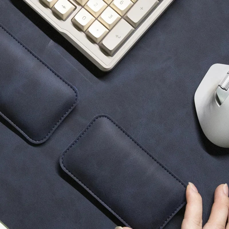 Large PU Leather Desk Pad Set with Mouse Wrist Guard