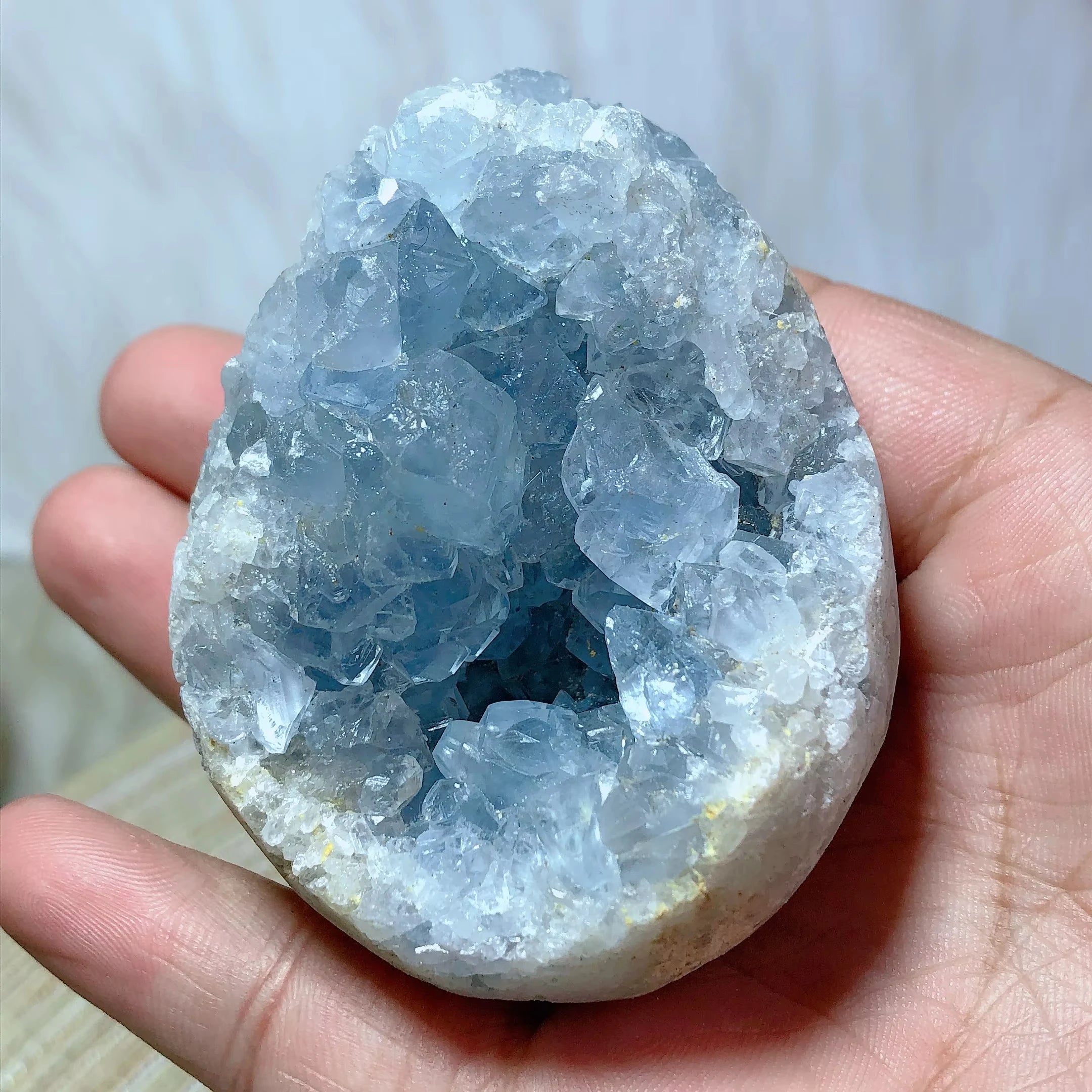 Natural Blue Celestite Crystal Egg