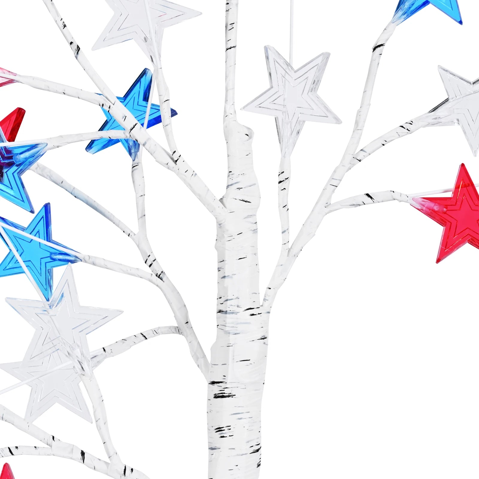 4th of July Red White Blue Star Tree Light