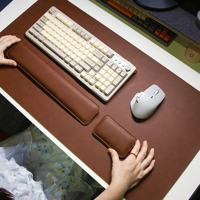 Large PU Leather Desk Pad Set with Mouse Wrist Guard