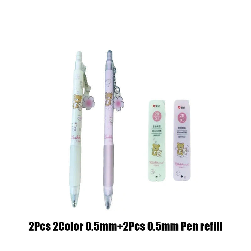 2pcs Rilakkuma Mechanical Pencils – 0.5mm Kawaii Stationery Set