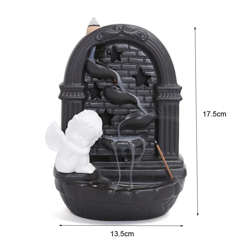 LED Loving Heart Angel Backflow Incense Burner