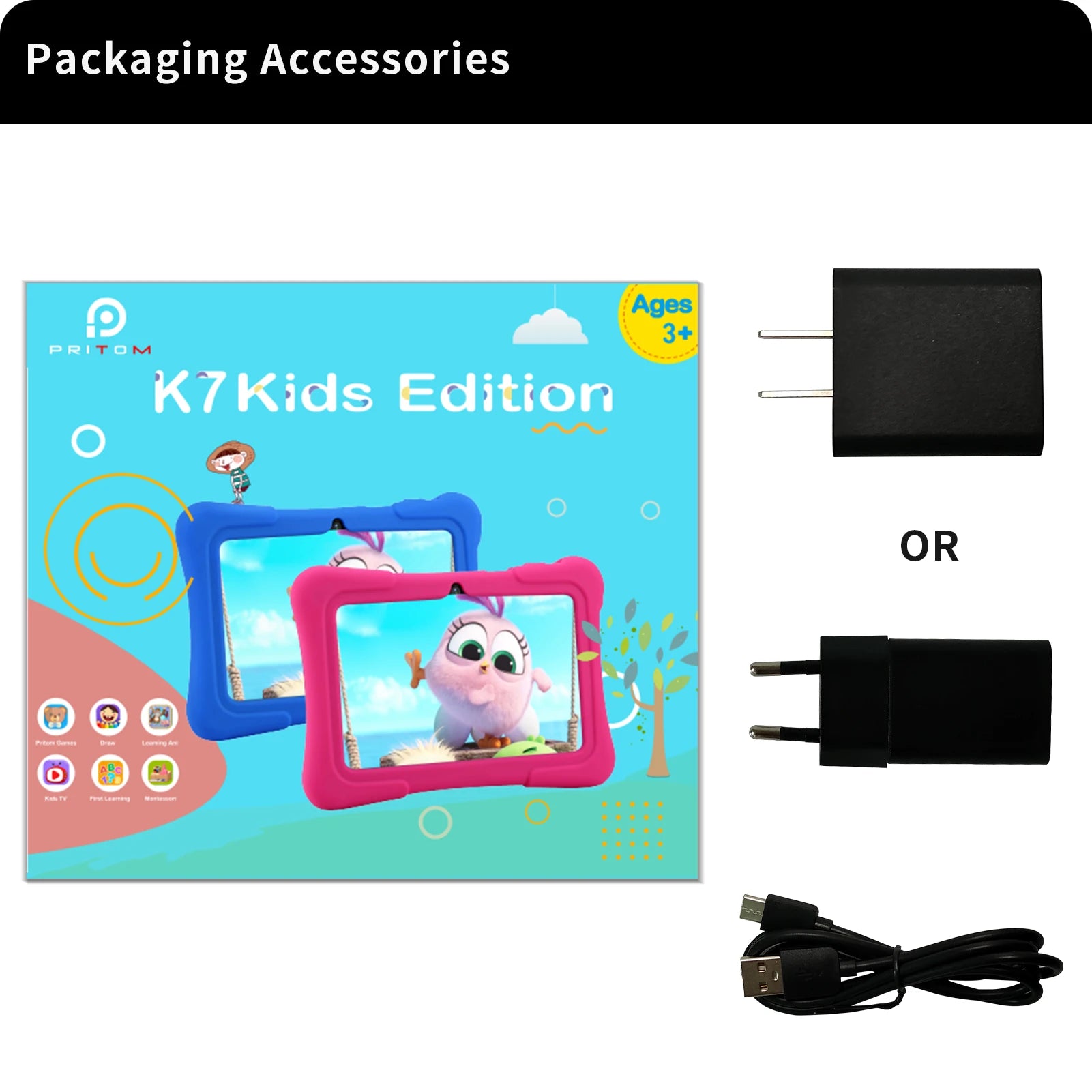 PRITOM 7" Kids Tablet – 32GB, Android 10