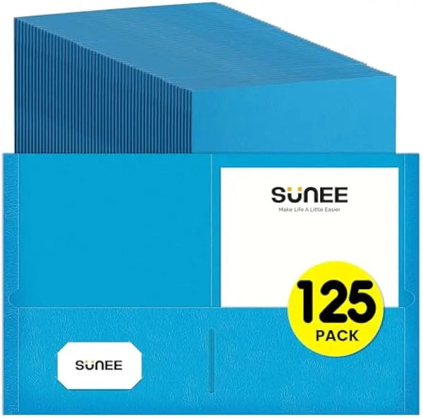 125 Pack Blue Pocket Folders