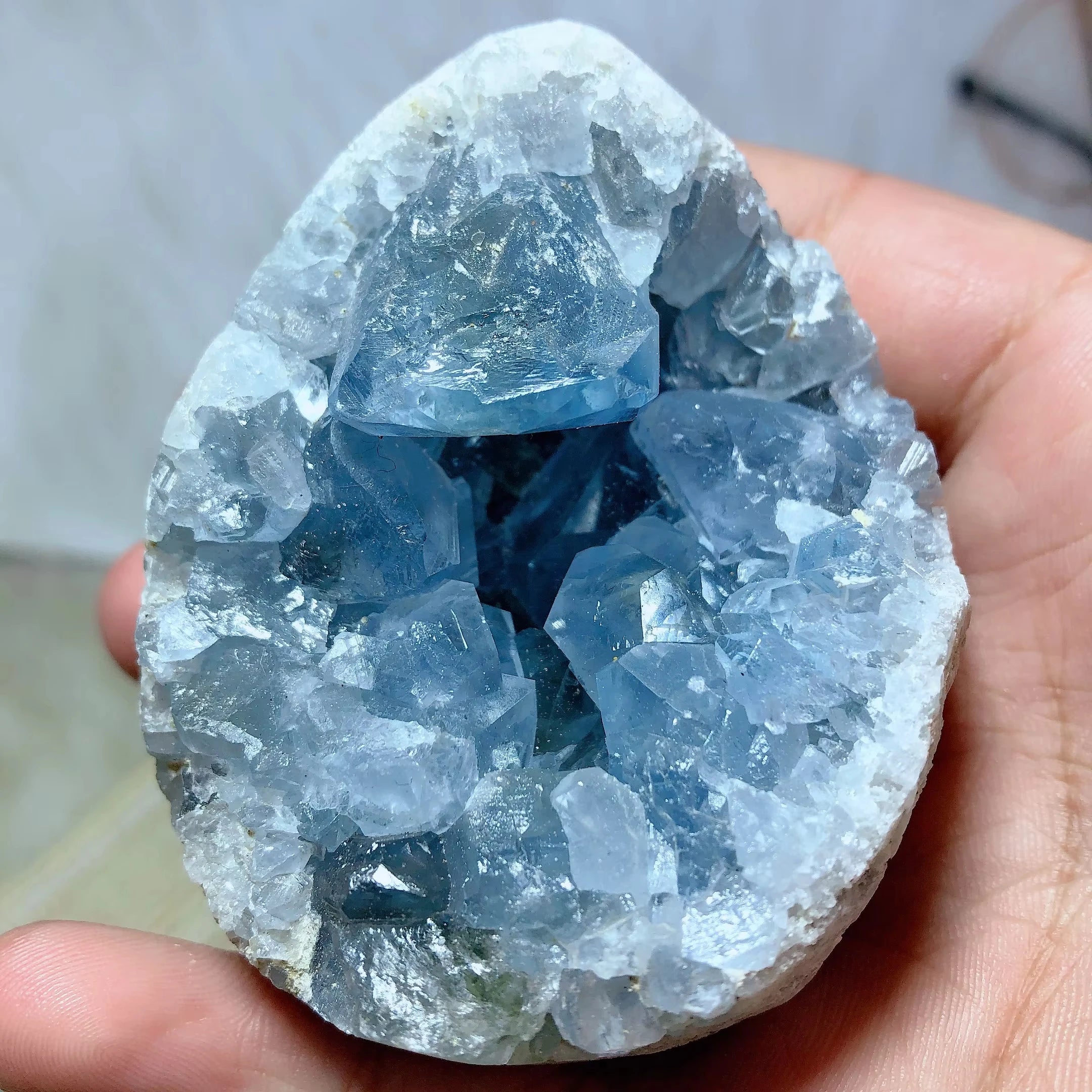 Natural Blue Celestite Crystal Egg