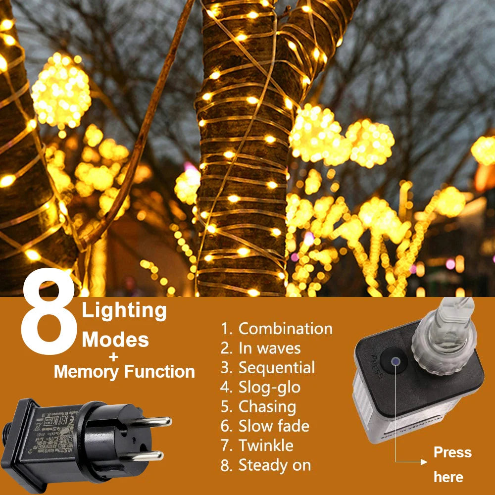 8-Mode Waterproof LED Fairy Lights