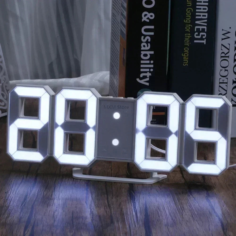 3D LED Digital Wall Clock – Glow Night