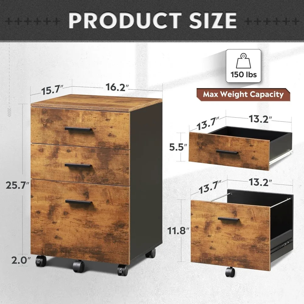 Wood Mobile File Cabinet – Rolling