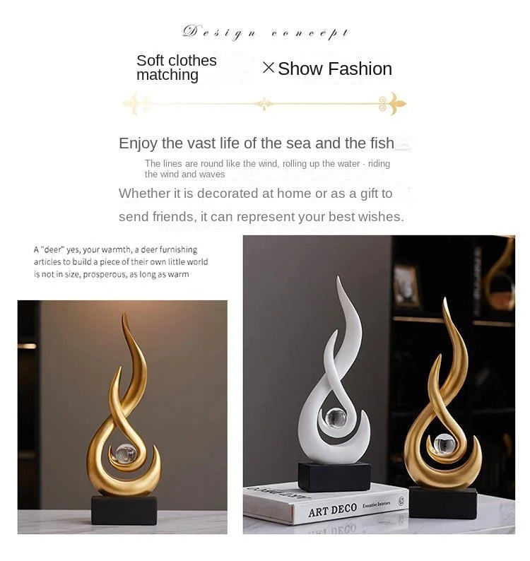 Abstract Orange Gold Ceramic Statue