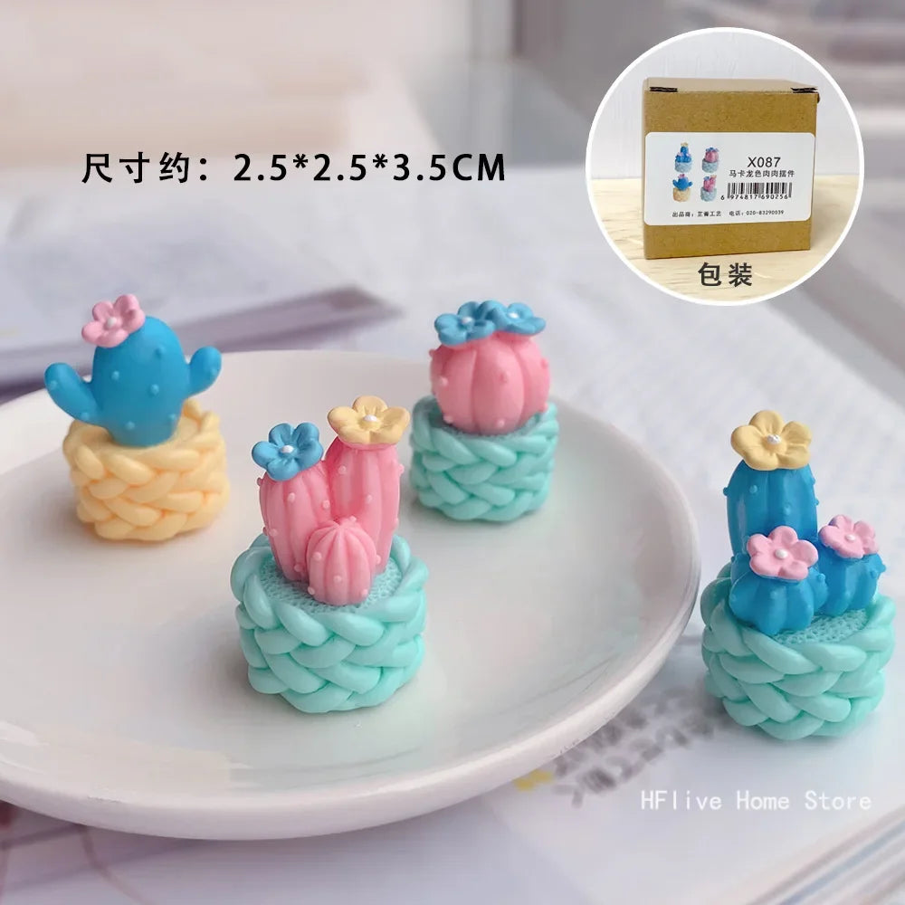 Mini Resin Cactus Set – 4pcs Succulent Plant Decor