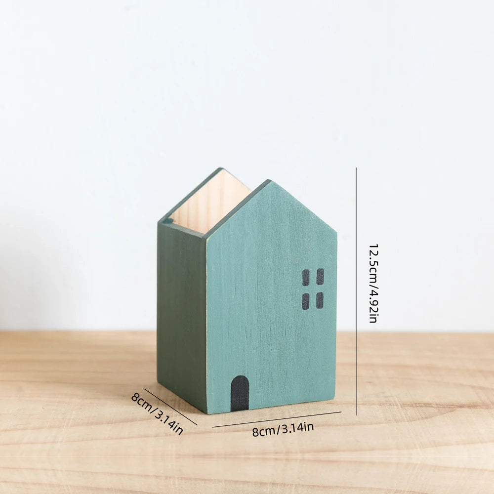 Wooden Pen Holder – Desk Organizer for Stationery & Makeup
