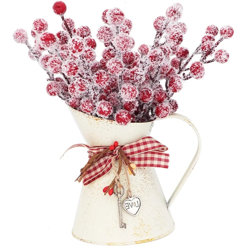 Snowflake & Red Berry Christmas Tree Pendants