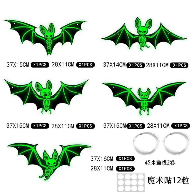 Glow-in-the-Dark 3D Hanging Bats