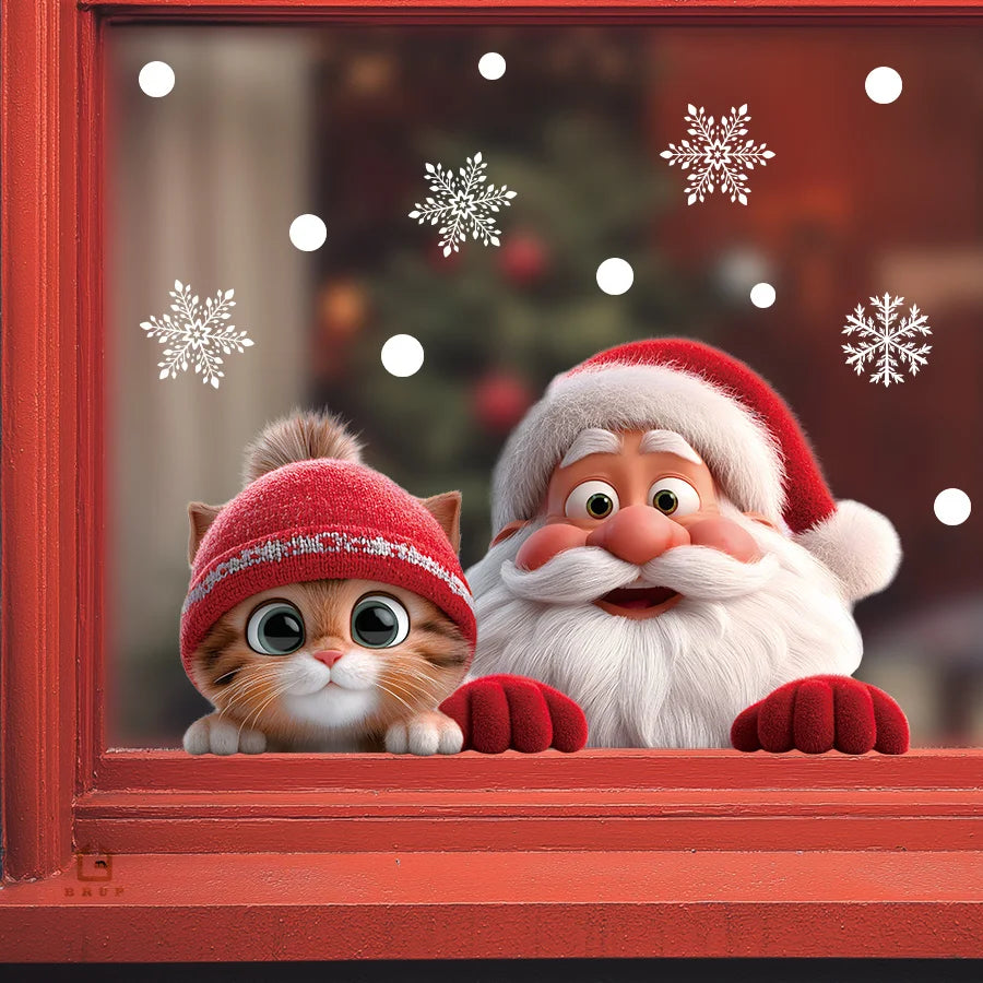Santa Claus Window Cling Removable Glass Sticker