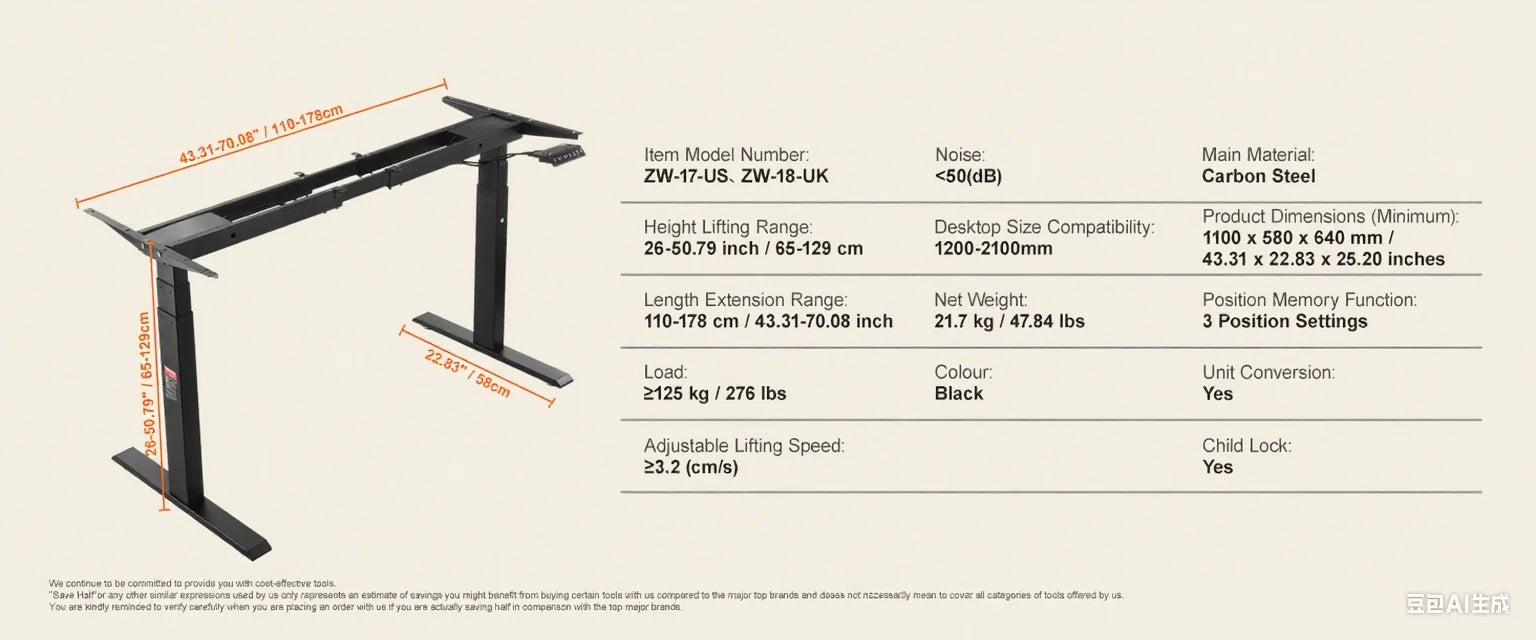SucceBuy Electric Standing Desk Frame –