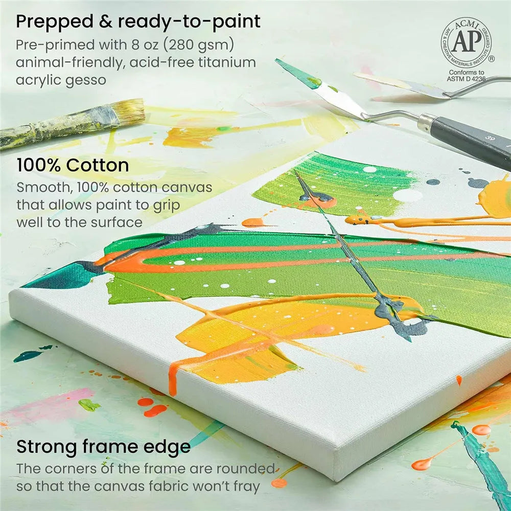 Pack of 4 White Blank Canvas Boards: