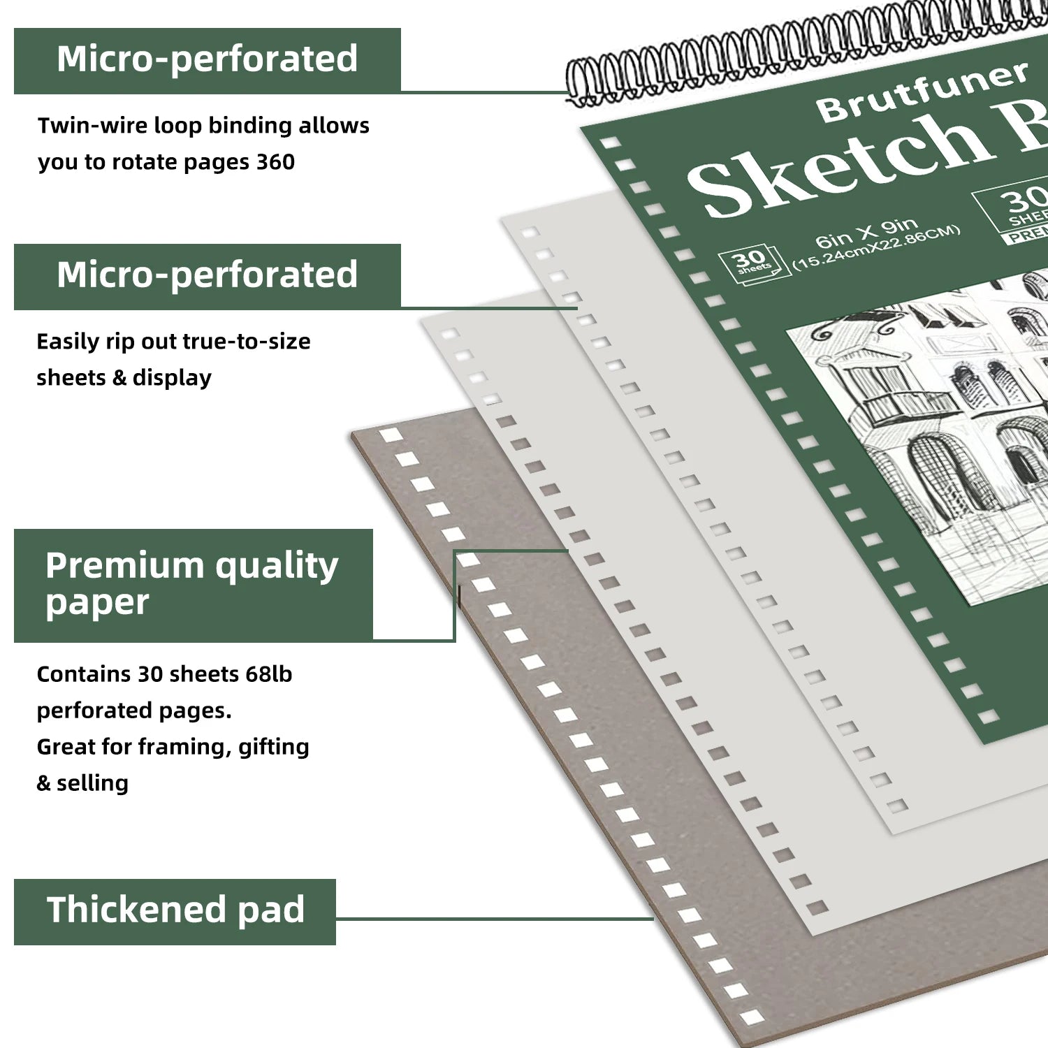 2pcs/30 Sheet Thick Spiral Sketchbook