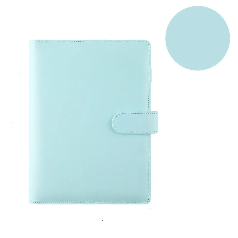 Macaron PU Leather Binder – A5/A6 DIY Planner Cover for School & Office
