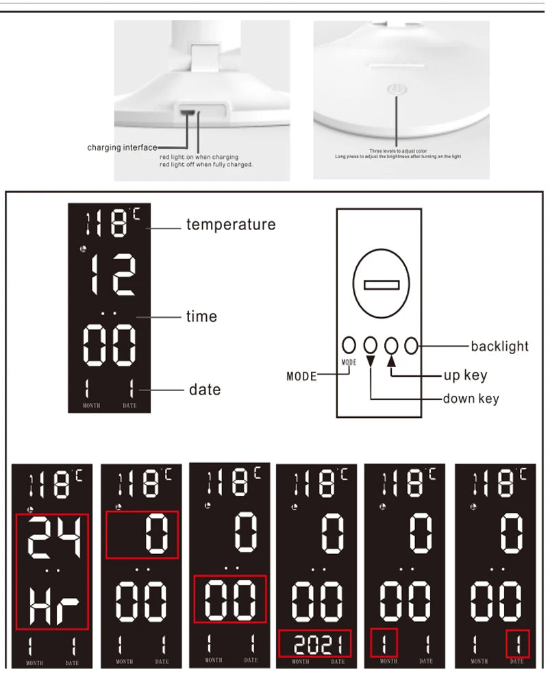 LED Desk Lamp with Clock