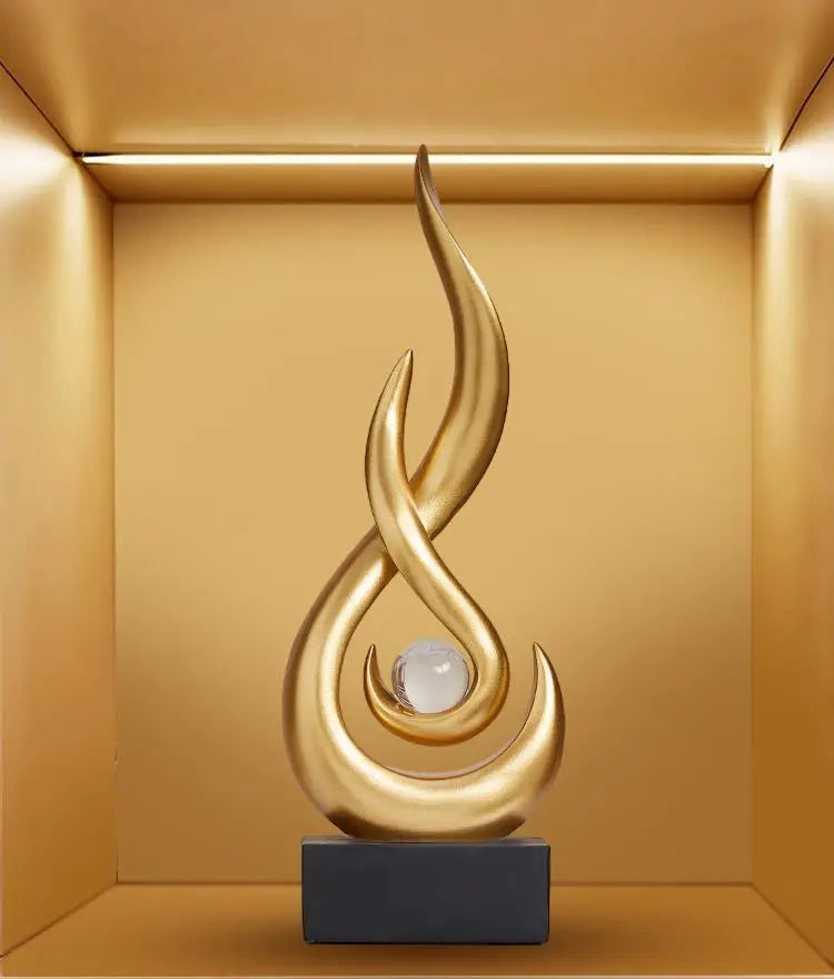 Abstract Orange Gold Ceramic Statue