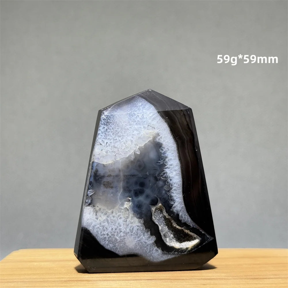Black Agate Geode Obelisk Crystal
