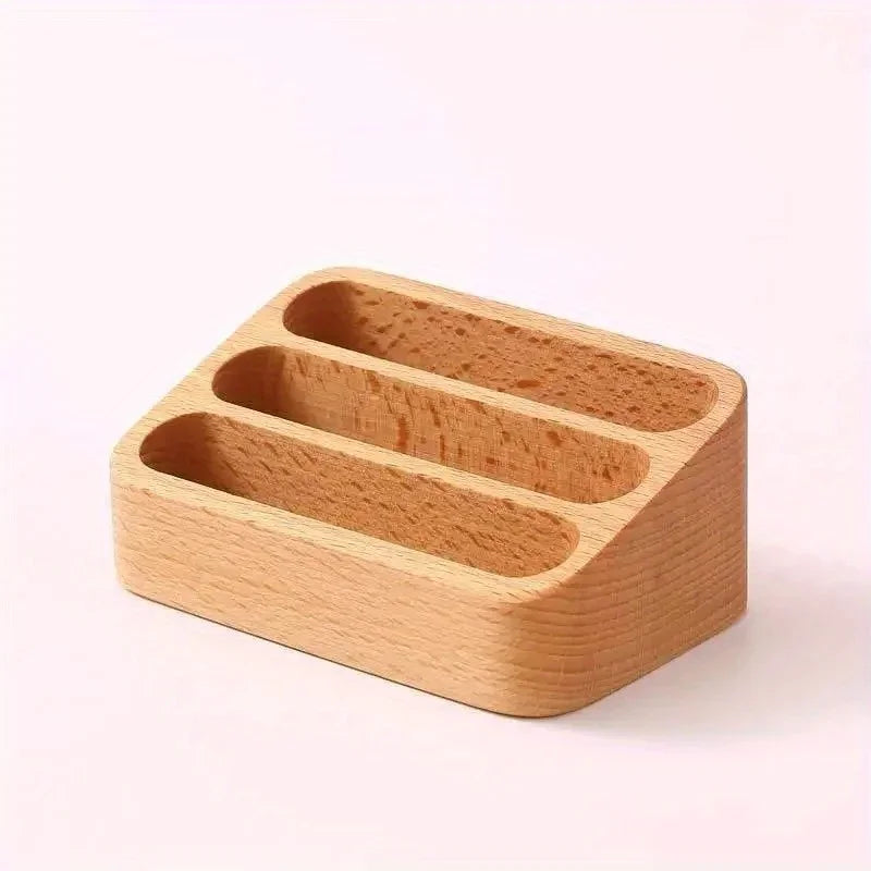 Wood Business Card Holder – Desktop Organizer Stand:
