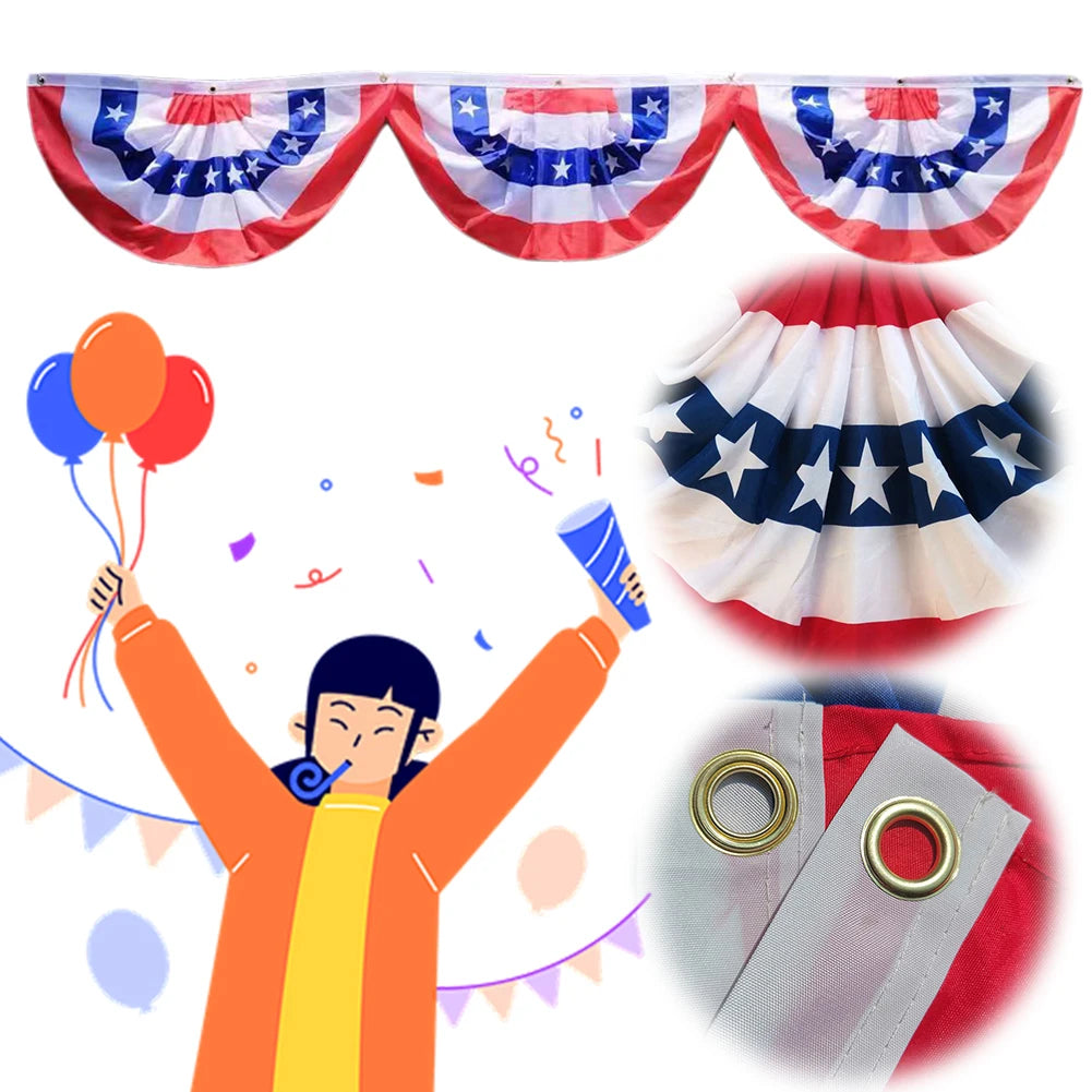 USA Patriotic Pleated Fan Flag Banner