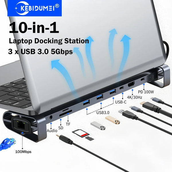 KEBIDUMEI 10-in-1 Laptop Docking Station