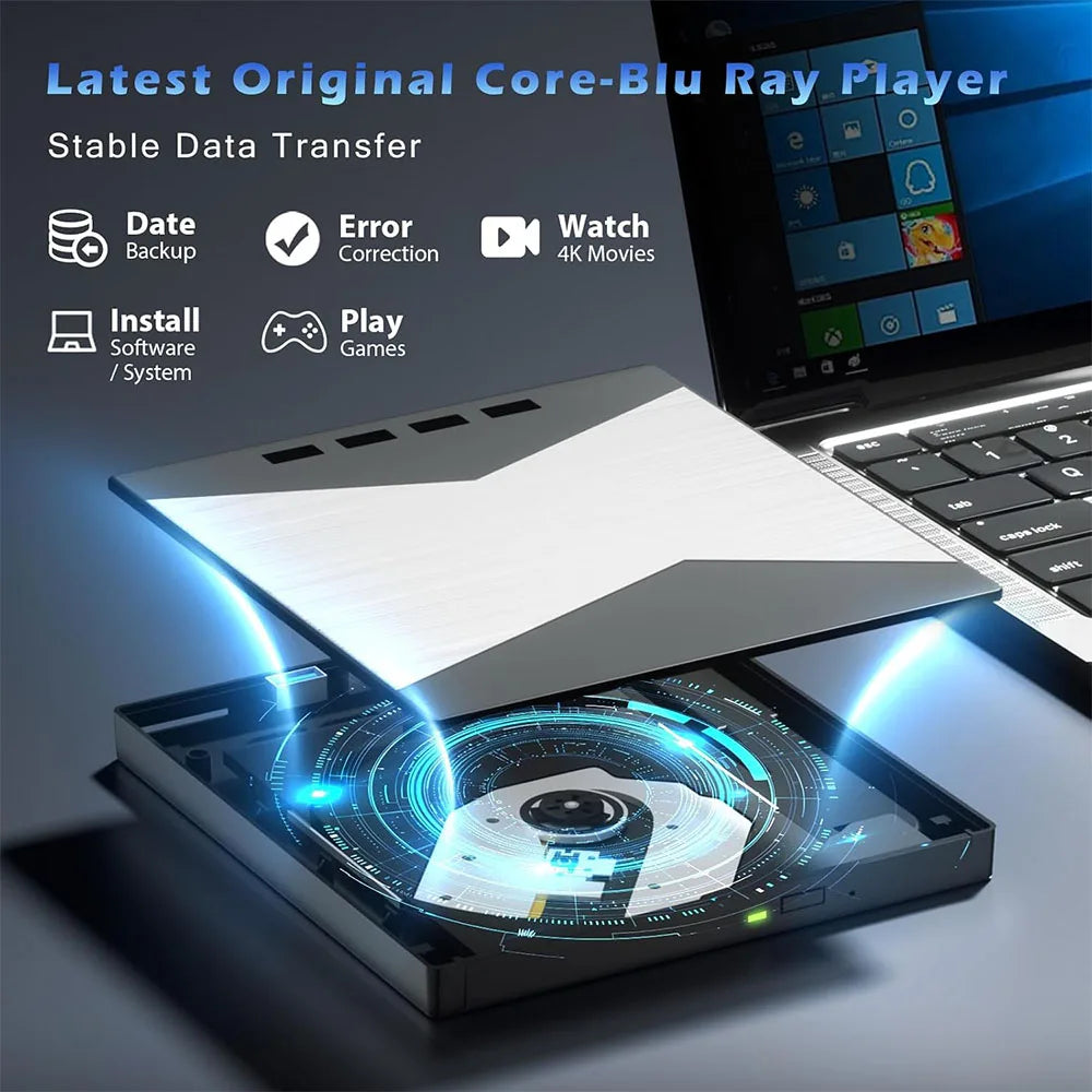 External 4K Blu-ray Drive USB 3.0 with SD/TF Ports