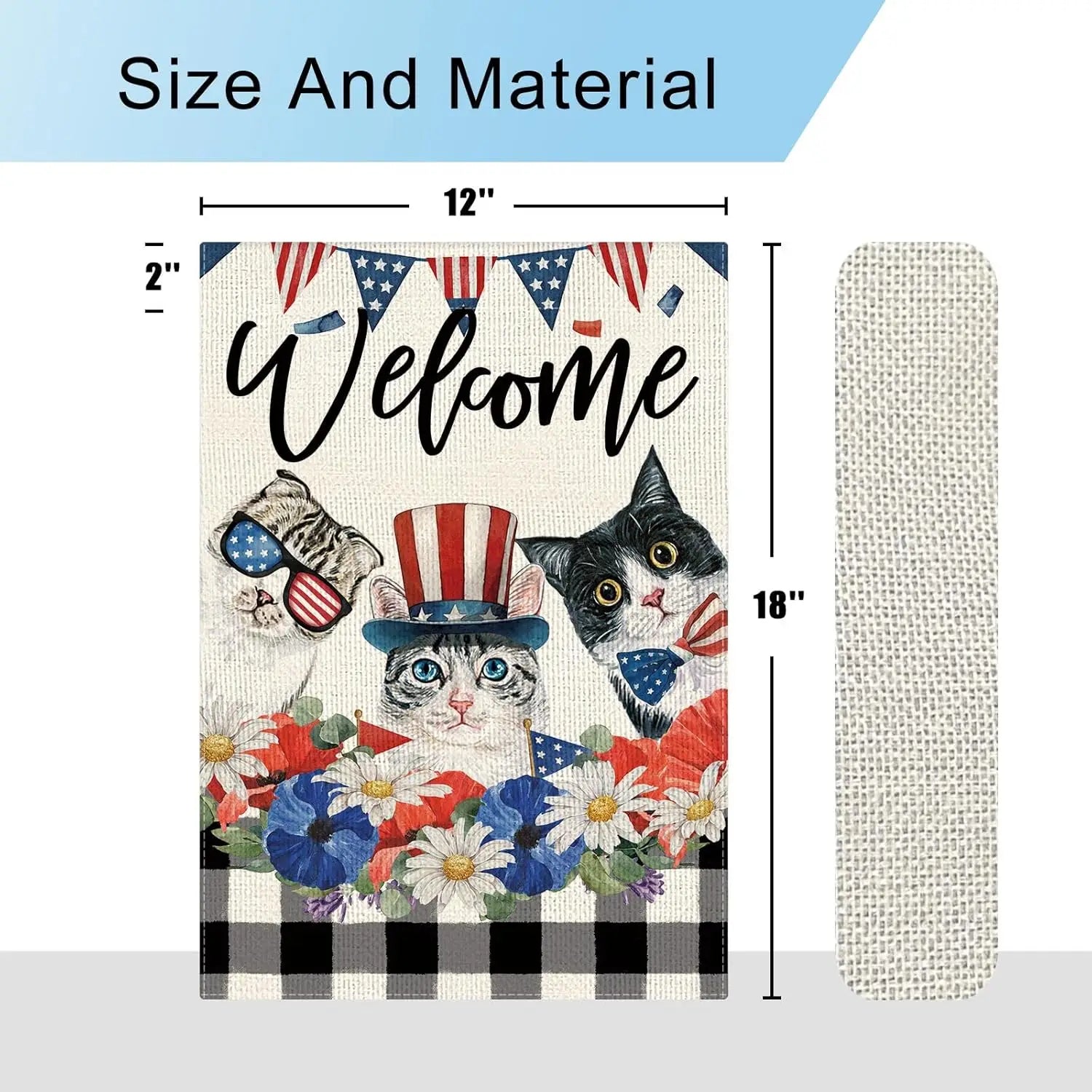 Patriotic Cat Garden Flag (12x18")