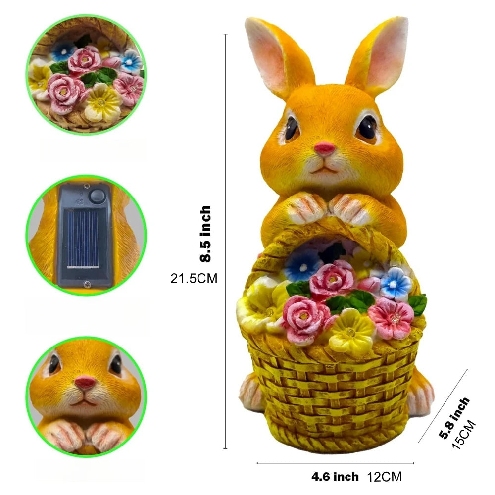 Easter Bunny Solar Flower Light Figurine