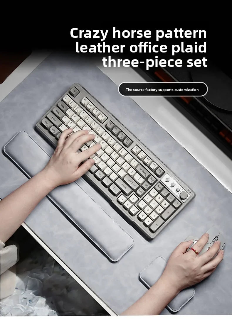 Large PU Leather Desk Pad Set with Mouse Wrist Guard