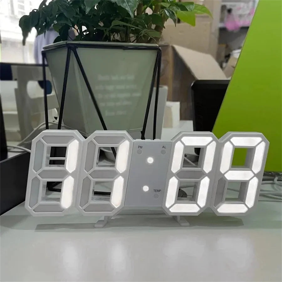 3D LED Digital Wall Clock – Glow Night