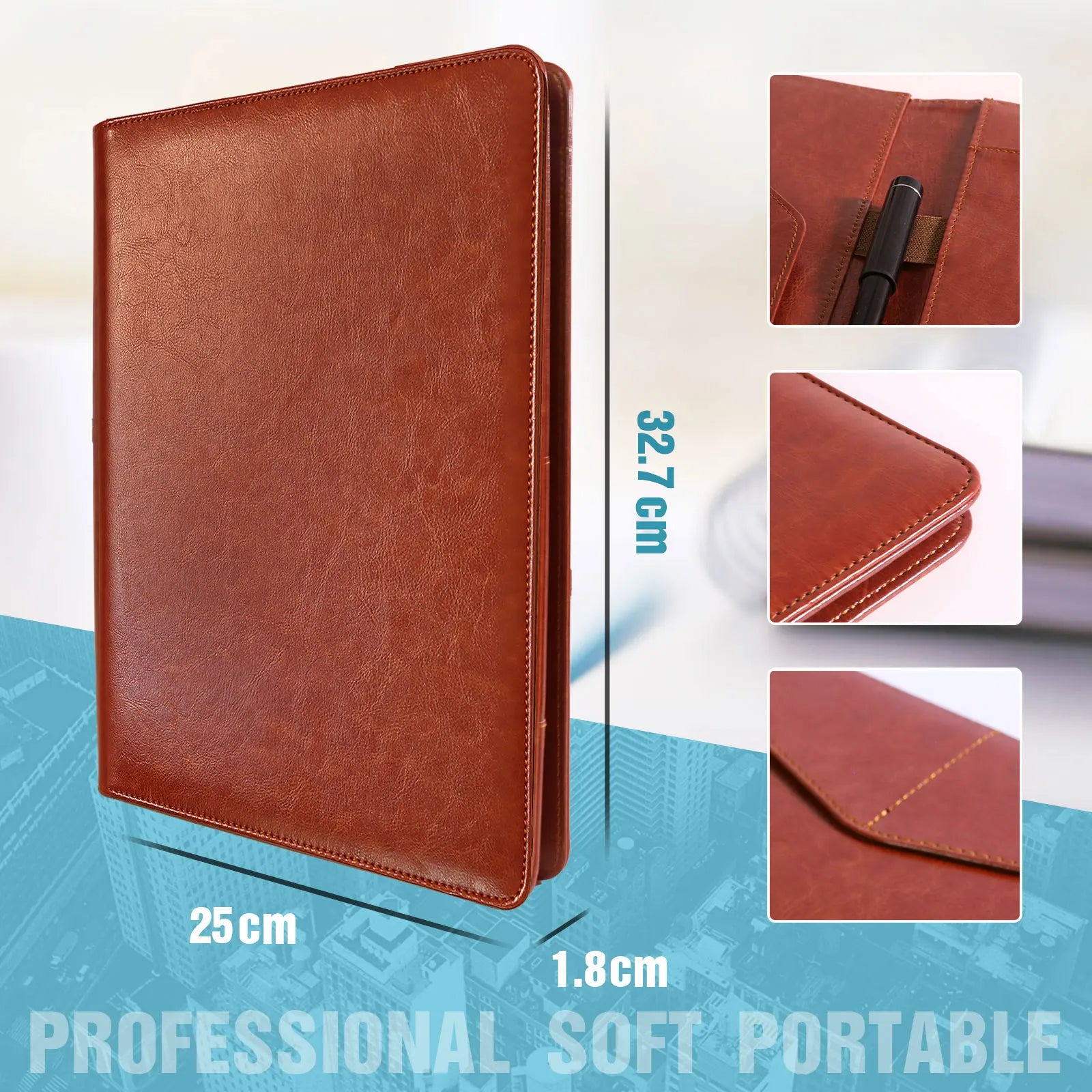 A4 PU Leather Conference Folder – Business Document Organizer