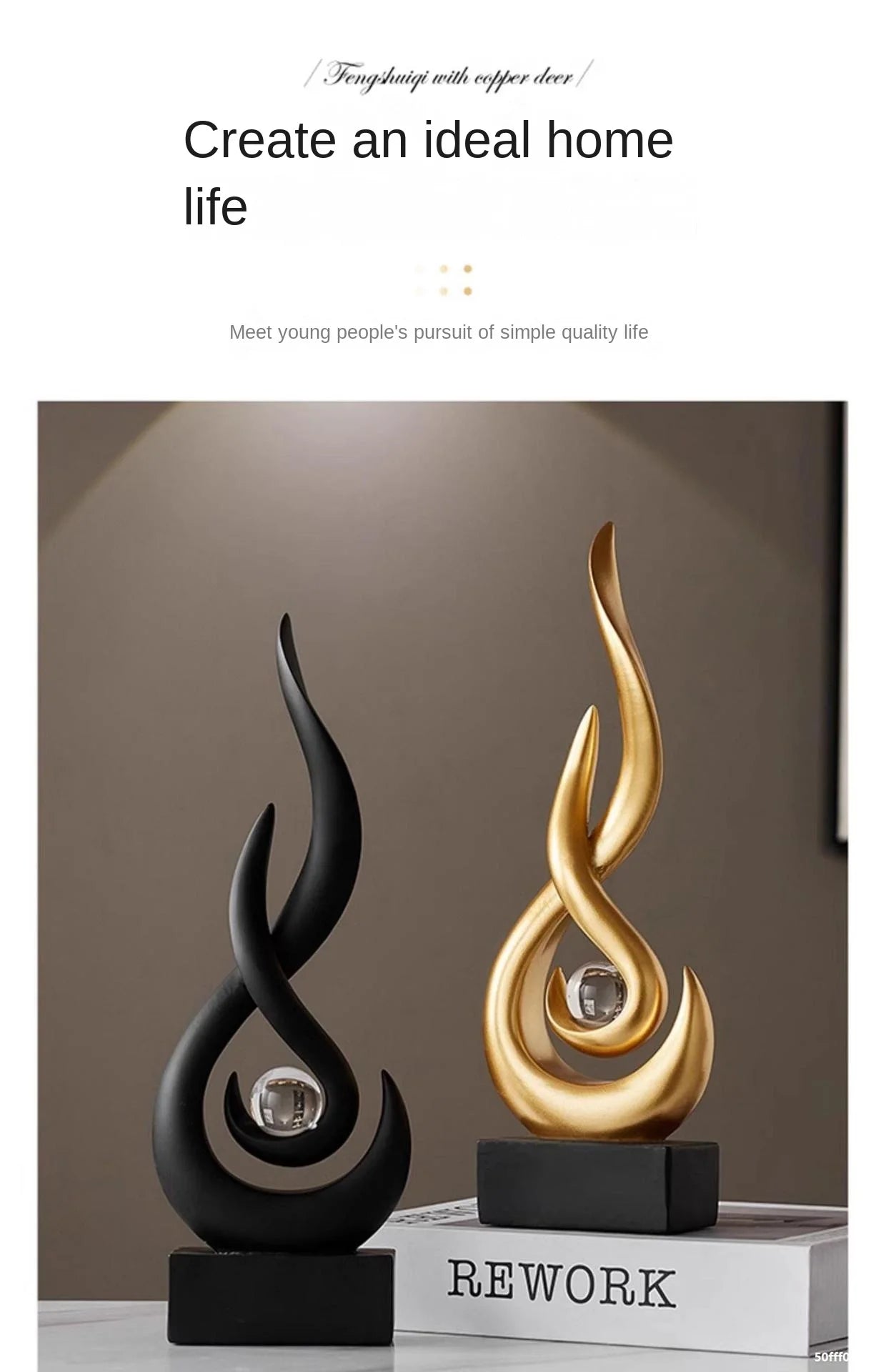 Abstract Orange Gold Ceramic Statue