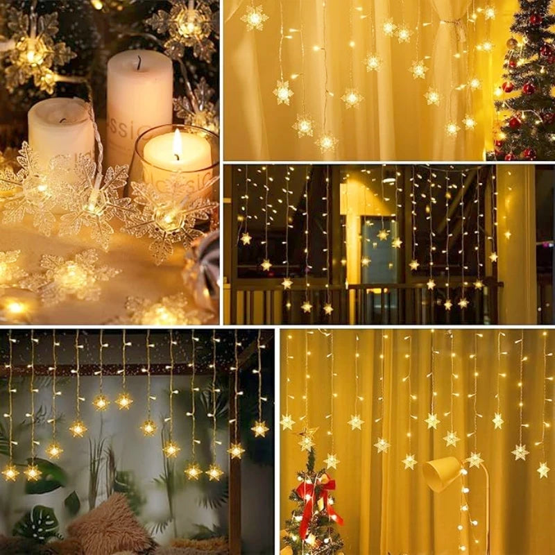 3.2M Snowflake Curtain String Lights